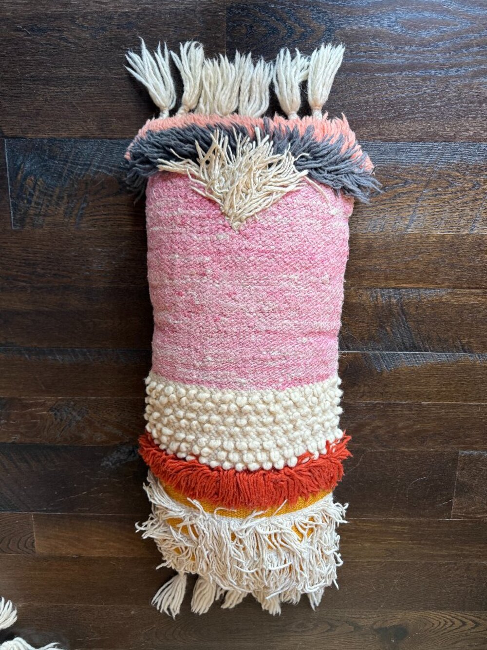 Anthropologie 30x12 Colorful Tufted Tassel Lumbar Pillow